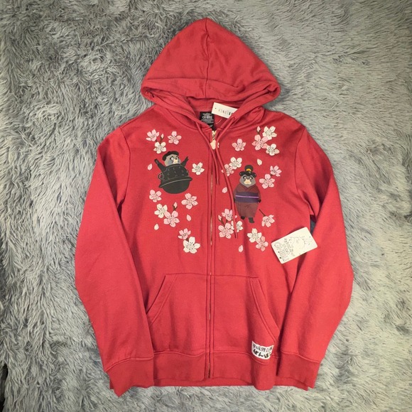 BoxLunch Studio Ghibli My Neighbor Totoro Cherry Blossom Zip Hoodie Women Medium - Picture 9 of 10
